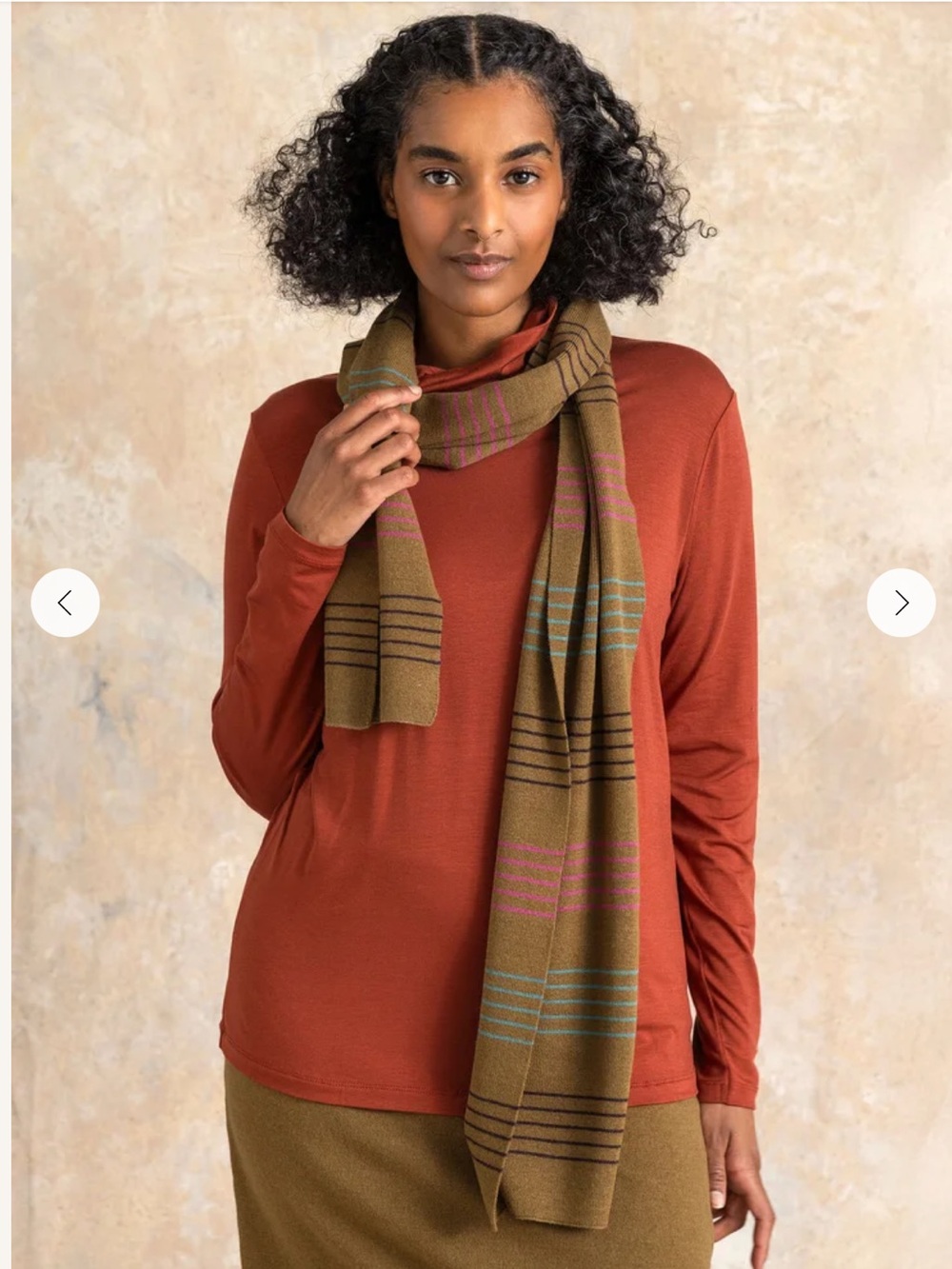 Gudrun Sjoden Sylvi Rib Knit Scarf Organic Cotton Wool Multicolor Striped NWT